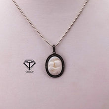 Load image into Gallery viewer, Pave Diamond Mother&#39;s Days Pendant, Mother Of Pearl Stone Pendant
