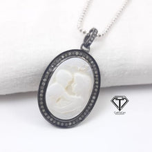 Load image into Gallery viewer, Pave Diamond Mother&#39;s Days Pendant, Mother Of Pearl Stone Pendant
