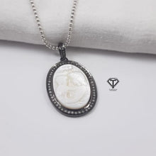 Load image into Gallery viewer, Pave Diamond Mother&#39;s Days Pendant, Mother Of Pearl Stone Pendant
