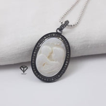 Load image into Gallery viewer, Pave Diamond Mother&#39;s Days Pendant, Mother Of Pearl Stone Pendant
