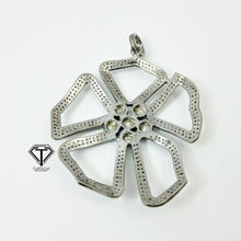 Load image into Gallery viewer, Polki Flower Charm Pendant In 925 Sterling Silver, Pave Diamond Polki Pendant
