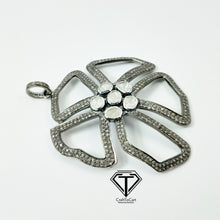 Load image into Gallery viewer, Polki Flower Charm Pendant In 925 Sterling Silver, Pave Diamond Polki Pendant
