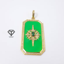 Load image into Gallery viewer, Rectangle Emerald Enamel Pendant, Pave Diamond Rectangle Enamel Pendant
