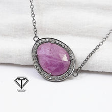 Load image into Gallery viewer, Pave Rutilated Ruby Stone Pendant, 925 Sterling Silver, Pave Diamond Jewelry, Handmade Jewelry
