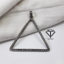 Load image into Gallery viewer, Pave Diamond Triangle Pendant, Pave Triangle Shape Pendant, 925 Sterling Silver, Diamond Jewelry
