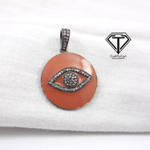 Load image into Gallery viewer, Enamel Pendant, Pave Diamond Enamel Evil Eye Pendant
