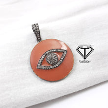 Load image into Gallery viewer, Enamel Pendant, Pave Diamond Enamel Evil Eye Pendant
