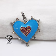 Load image into Gallery viewer, 925 Sterling Silver Pave Diamond Heart Pendant
