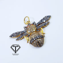 Load image into Gallery viewer, Pave Diamond Two Tone Jumping fly Pendant, Wasp Pendant, Insect Pendant, Pave Diamond Jewelry
