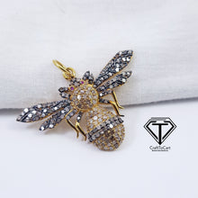 Load image into Gallery viewer, Pave Diamond Two Tone Jumping fly Pendant, Wasp Pendant, Insect Pendant, Pave Diamond Jewelry
