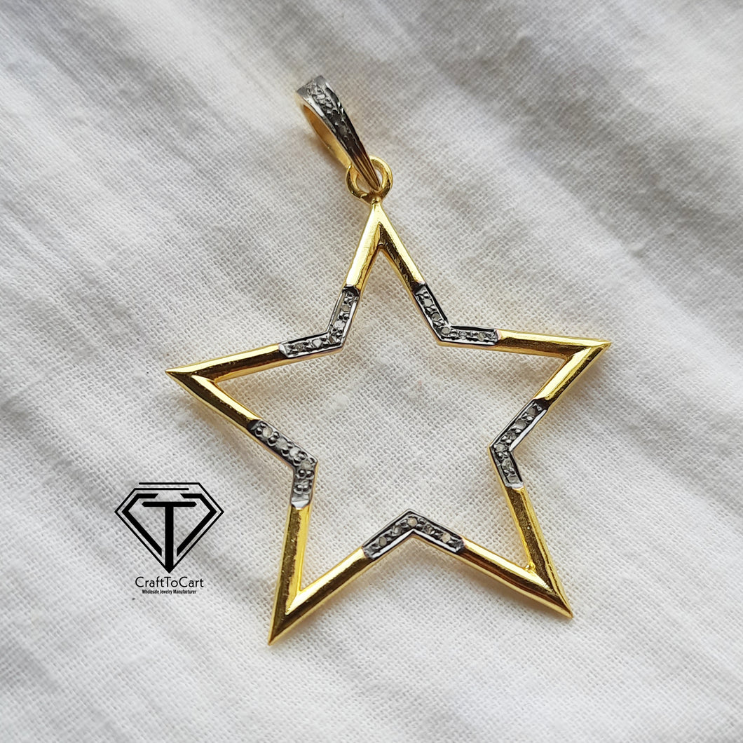 Pave Diamond Star Pendant, Pave Star Pendant, 925 Sterling Silver, Diamond Jewelry