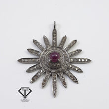 Load image into Gallery viewer, Pave Diamond Starburst Pendant, Pave Starburst Pendant, 925 Sterling Silver, Diamond Jewelry
