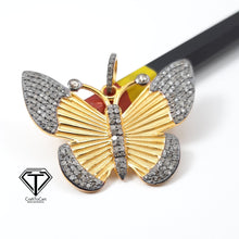 Load image into Gallery viewer, Pave Diamond Butterfly Pendant, 925 Sterling Silver, Diamond Findings, Pave Diamond Jewelry
