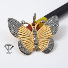 Load image into Gallery viewer, Pave Diamond Butterfly Pendant, 925 Sterling Silver, Diamond Findings, Pave Diamond Jewelry
