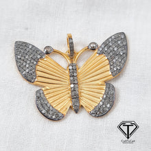 Load image into Gallery viewer, Pave Diamond Butterfly Pendant, 925 Sterling Silver, Diamond Findings, Pave Diamond Jewelry
