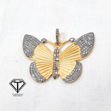 Load image into Gallery viewer, Pave Diamond Butterfly Pendant, 925 Sterling Silver, Diamond Findings, Pave Diamond Jewelry
