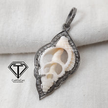 Load image into Gallery viewer, Pave Diamond Sea Shell Pendant, Handmade Jewelry
