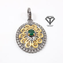 Load image into Gallery viewer, Pave Diamond Oval Pendant, Pave Diamond Beautiful Designer Pendant, 925 Sterling Silver, Diamond Jewelry
