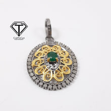 Load image into Gallery viewer, Pave Diamond Oval Pendant, Pave Diamond Beautiful Designer Pendant, 925 Sterling Silver, Diamond Jewelry
