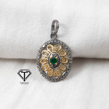 Load image into Gallery viewer, Pave Diamond Oval Pendant, Pave Diamond Beautiful Designer Pendant, 925 Sterling Silver, Diamond Jewelry
