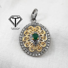 Load image into Gallery viewer, Pave Diamond Oval Pendant, Pave Diamond Beautiful Designer Pendant, 925 Sterling Silver, Diamond Jewelry
