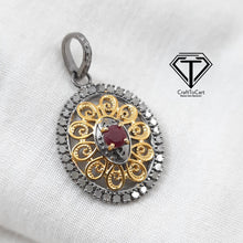 Load image into Gallery viewer, Pave Diamond Oval Pendant, Pave Diamond Beautiful Designer Pendant, 925 Sterling Silver, Diamond Jewelry
