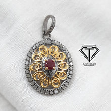 Load image into Gallery viewer, Pave Diamond Oval Pendant, Pave Diamond Beautiful Designer Pendant, 925 Sterling Silver, Diamond Jewelry
