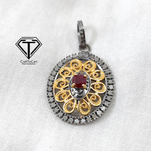 Load image into Gallery viewer, Pave Diamond Oval Pendant, Pave Diamond Beautiful Designer Pendant, 925 Sterling Silver, Diamond Jewelry
