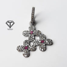 Load image into Gallery viewer, Pave Diamond Flower Pendant, 925 Sterling Silver Flower Charm Pendant, Jewelry Findings, Handmade Jewelry
