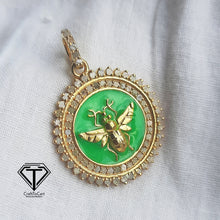 Load image into Gallery viewer, Pave Diamond Insect Enamel Pendant, Diamond Insect Pendant In 925 Sterling Silver, Handmade Diamond Jewelry
