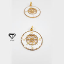 Load image into Gallery viewer, Pave Diamond Enamel Compass Pendant, 925 Sterling Silver, Pave Diamond Jewelry, Handmade Jewelry
