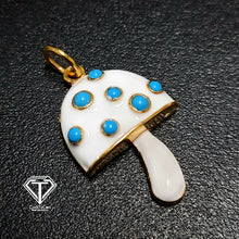 Load image into Gallery viewer, Mushroom Enamel Pendant, Turquoise Stone Jewelry, 925 Sterling Silver, Trendy Findings, Jewelry Components
