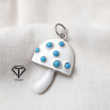 Load image into Gallery viewer, Mushroom Enamel Pendant, Turquoise Stone Jewelry, 925 Sterling Silver, Trendy Findings, Jewelry Components
