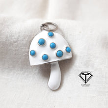 Load image into Gallery viewer, Mushroom Enamel Pendant, Turquoise Stone Jewelry, 925 Sterling Silver, Trendy Findings, Jewelry Components
