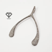 Load image into Gallery viewer, Pave Diamond Unique Design Pendant, 925 Sterling Silver, Diamond Findings, Pave Diamond Jewelry
