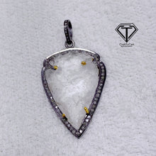 Load image into Gallery viewer, Pave Diamond Teardrop Crystal Pendant, 925 Sterling Silver, Pave Diamond Jewelry, Handmade Jewelry
