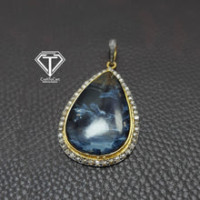 Load image into Gallery viewer, Pave Diamond Natural Pietersite Pendant, 925 Sterling Silver, Pave Diamond Jewelry, Handmade Jewelry
