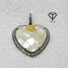 Load image into Gallery viewer, Pave Diamond Heart Pendant, 925 Sterling Silver, Diamond Findings, Pave Diamond Jewelry
