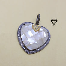 Load image into Gallery viewer, Pave Diamond Heart Pendant, 925 Sterling Silver, Diamond Findings, Pave Diamond Jewelry
