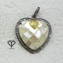 Load image into Gallery viewer, Pave Diamond Heart Pendant, 925 Sterling Silver, Diamond Findings, Pave Diamond Jewelry
