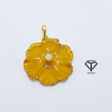 Load image into Gallery viewer, Carved Natural Citrine Flower Pendant Translucent Orange Color Gemstone
