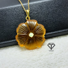 Load image into Gallery viewer, Carved Natural Citrine Flower Pendant Translucent Orange Color Gemstone
