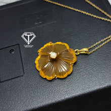 Load image into Gallery viewer, Carved Natural Citrine Flower Pendant Translucent Orange Color Gemstone
