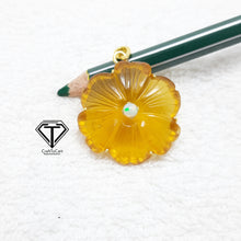 Load image into Gallery viewer, Carved Natural Citrine Flower Pendant Translucent Orange Color Gemstone
