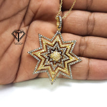 Load image into Gallery viewer, Pave Diamond Star Pendant, 925 Sterling Silver, Diamond Findings, Pave Diamond Jewelry
