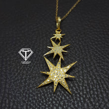 Load image into Gallery viewer, Pave Diamond Star Pendant, 925 Sterling Silver, Diamond Findings, Pave Diamond Jewelry
