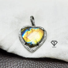 Load image into Gallery viewer, Labradorite Heart Pendant,92.5 Sterling Silver Pendant
