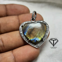 Load image into Gallery viewer, Labradorite Heart Pendant,92.5 Sterling Silver Pendant
