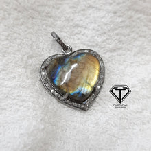 Load image into Gallery viewer, Labradorite Heart Pendant,92.5 Sterling Silver Pendant
