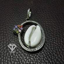 Load image into Gallery viewer, Cowrie Pendant, Pave Diamond Sea Shell Pendant, Handmade Jewelry
